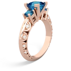 Lab Sapphire Eternal Embrace Engagement 14K Rose Gold ring C2001