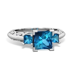 Blue Topaz Eternal Embrace Engagement 14K White Gold ring C2001