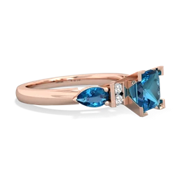 Blue Topaz 6Mm Princess Eternal Embrace Engagement 14K Rose Gold ring C2002