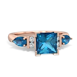 Aquamarine 6Mm Princess Eternal Embrace Engagement 14K Rose Gold ring C2002