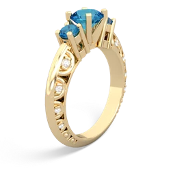 London Topaz Art Deco Eternal Embrace Engagement 14K Yellow Gold ring C2003