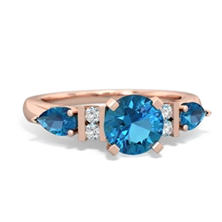 Turquoise 6Mm Round Eternal Embrace Engagement 14K Rose Gold ring R2005