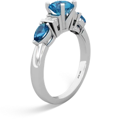 Blue Topaz 6Mm Round Eternal Embrace Engagement 14K White Gold ring R2005