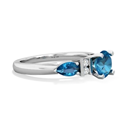 Aquamarine 6Mm Round Eternal Embrace Engagement 14K White Gold ring R2005