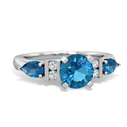 Turquoise 6Mm Round Eternal Embrace Engagement 14K White Gold ring R2005