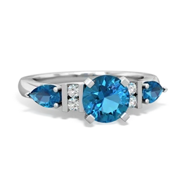 Blue Topaz 6Mm Round Eternal Embrace Engagement 14K White Gold ring R2005