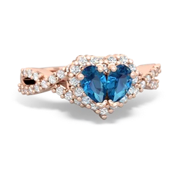 London Topaz Diamond Twist 'One Heart' 14K Rose Gold ring R2640HRT