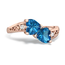 London Topaz Snuggling Hearts 14K Rose Gold ring R2178