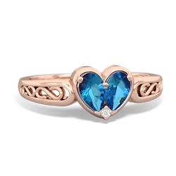 London Topaz Filligree 'One Heart' 14K Rose Gold ring R5070