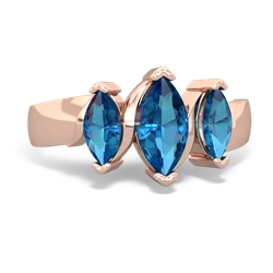 Blue Topaz Three Peeks 14K Rose Gold ring R2433