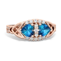 London Topaz Sparkling Celtic Knot 14K Rose Gold ring R2645