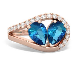 London Topaz Nestled Heart Keepsake 14K Rose Gold ring R5650