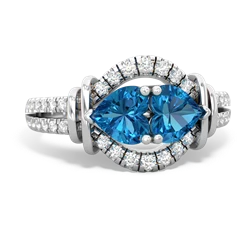 London Topaz Art-Deco Keepsake 14K White Gold ring R5630