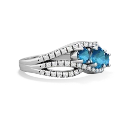 Blue Topaz Three Stone Aurora 14K White Gold ring R3080