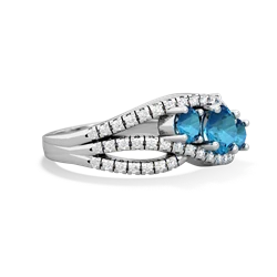 Lab Sapphire Three Stone Aurora 14K White Gold ring R3080