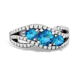 Blue Topaz Three Stone Aurora 14K White Gold ring R3080