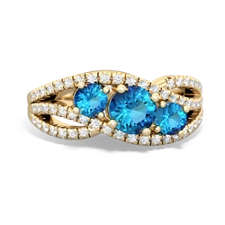 London Topaz Three Stone Aurora 14K Yellow Gold ring R3080