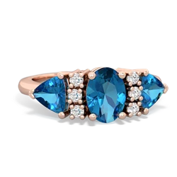 Blue Topaz Antique Style Three Stone 14K Rose Gold ring R2186