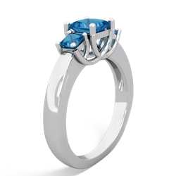 Lab Sapphire Three Stone Trellis 14K White Gold ring R4015