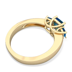 Lab Sapphire Three Stone Trellis 14K Yellow Gold ring R4015