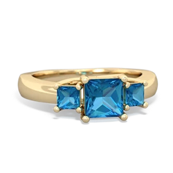 Lab Sapphire Three Stone Trellis 14K Yellow Gold ring R4015