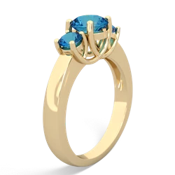 Blue Topaz Three Stone Round Trellis 14K Yellow Gold ring R4018