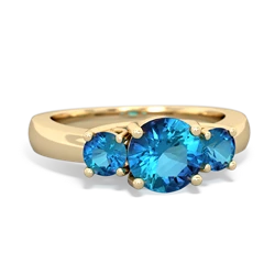 Blue Topaz Three Stone Round Trellis 14K Yellow Gold ring R4018