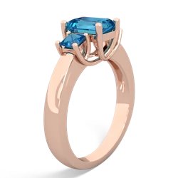 White Topaz Three Stone Emerald-Cut Trellis 14K Rose Gold ring R4021