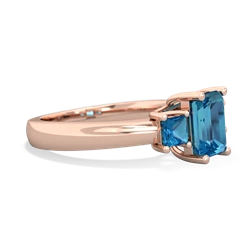 White Topaz Three Stone Emerald-Cut Trellis 14K Rose Gold ring R4021