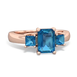 Lab Sapphire Three Stone Emerald-Cut Trellis 14K Rose Gold ring R4021