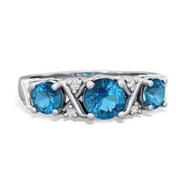 Blue Topaz Hugs And Kisses 14K White Gold ring R5016