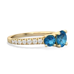 Lab Sapphire Pave Trellis 14K Yellow Gold ring R5500