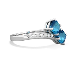 London Topaz Channel Set Two Stone 14K White Gold ring R5303