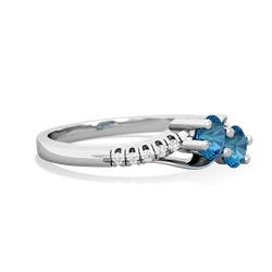 London Topaz Infinity Pave Two Stone 14K White Gold ring R5285