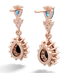 London Topaz Halo Pear Dangle 14K Rose Gold earrings E1882