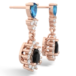 London Topaz Halo Pear Dangle 14K Rose Gold earrings E1882