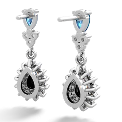 London Topaz Halo Pear Dangle 14K White Gold earrings E1882