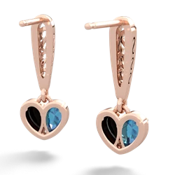 London Topaz Filligree Heart 14K Rose Gold earrings E5070