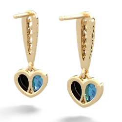 London Topaz Filligree Heart 14K Yellow Gold earrings E5070