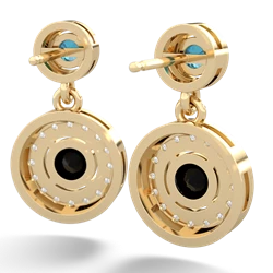 London Topaz Halo Dangle 14K Yellow Gold earrings E5319