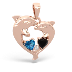 London Topaz Dolphin Heart 14K Rose Gold pendant P5820