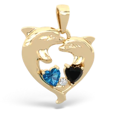 London Topaz Dolphin Heart 14K Yellow Gold pendant P5820