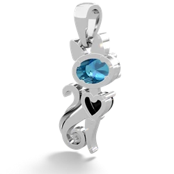 London Topaz Kitten 14K White Gold pendant P5780