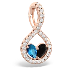 London Topaz Pave Twist 'One Heart' 14K Rose Gold pendant P5360