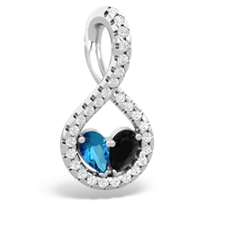 London Topaz Pave Twist 'One Heart' 14K White Gold pendant P5360