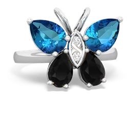 London Topaz Butterfly 14K White Gold ring R2215