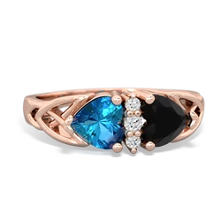 London Topaz Celtic Knot Double Heart 14K Rose Gold ring R5040