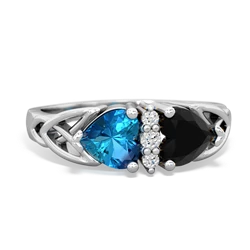 London Topaz Celtic Knot Double Heart 14K White Gold ring R5040