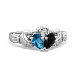 London Topaz 'Our Heart' Claddagh 14K White Gold ring R2388