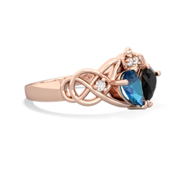 London Topaz 'One Heart' Celtic Knot Claddagh 14K Rose Gold ring R5322